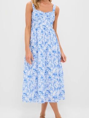 Hyacinth House Blue Watercolor Annette Midi Dress
